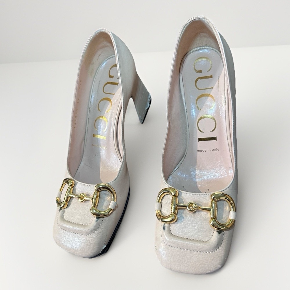 Gucci Cream Horsebit Ballet Pump Flats Women's Heels Size 6 - Picture 4 of 16